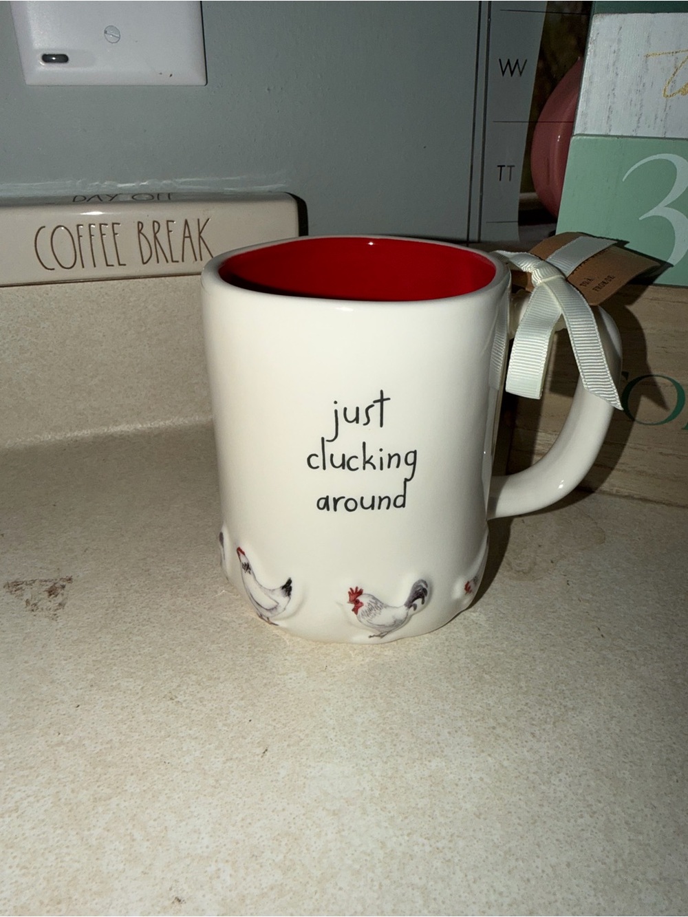Rae dunn stop clucking around mug - yes